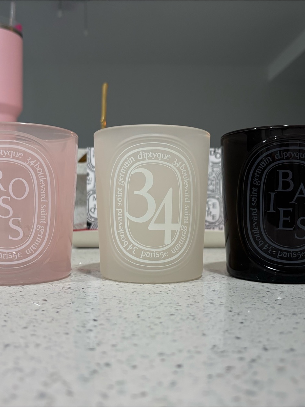 Diptyque Set of 3 Medium Candle Jars Roses, 34 & Baies in Original Box